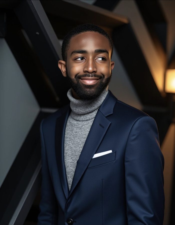 Solomon Hassan in a navy blazer